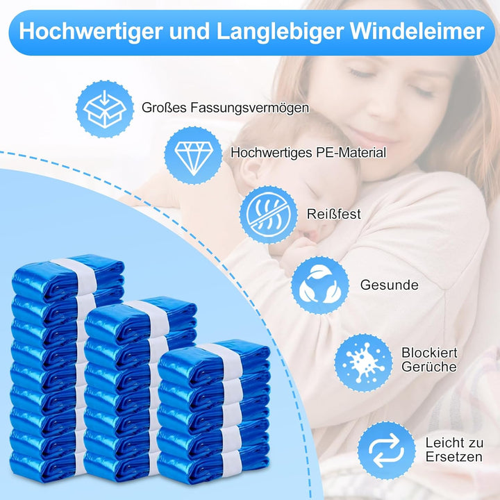 21 Stück Windeleimer Nachfüllkassetten, Hervorragende Abdichtung und Zähigkeit,4.5M Nachfüllfolie wi