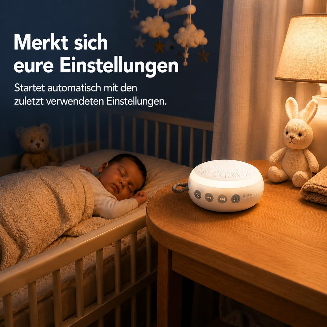 Baby Einschlafhilfe mit Nachtlicht - Tragbare White Noise Sound Maschine mit 16 beruhigenden Geräusc