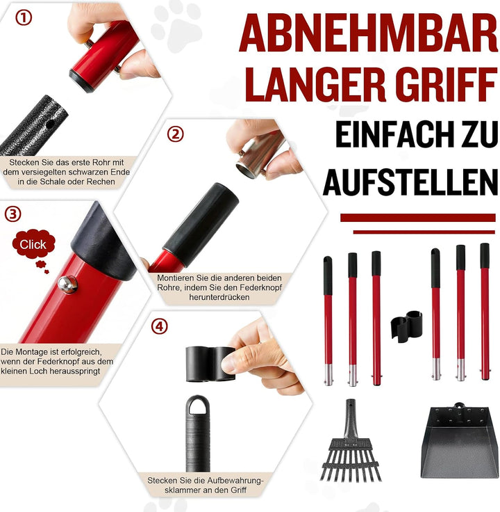 Snagle Paw Hundekotschaufel mit Abnehmbarem Rechen & Harke, Hundekotsammler für Grosse Mittlere Hund