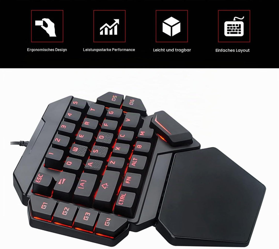 ciciglow Einhand-Gaming-Tastatur, K50 Wired RGB Backlit Mechanical Half Keyboard 35 Keys Portable Ga