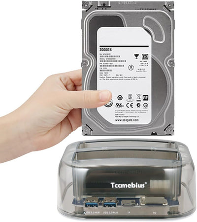 Tccmebius Festplatten Dockingstation, TCC-S865-DE USB 3.0 an SATA IDE Dual Slots Externe Festplatten