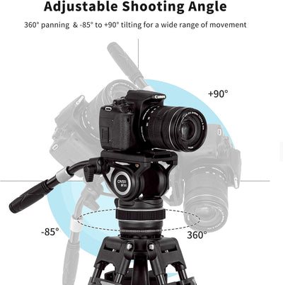 Cayer Pro Video-Stativ mit Fluid-Kopf, alle Metall Heavy Duty QR-Platte kompatibel mit DJI RS Gimbal