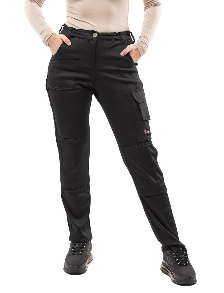 strongAnt Damen Arbeitshose komplett Stretch für Frauen Bundhose mit Kniepolstertaschen Schwarz Grau