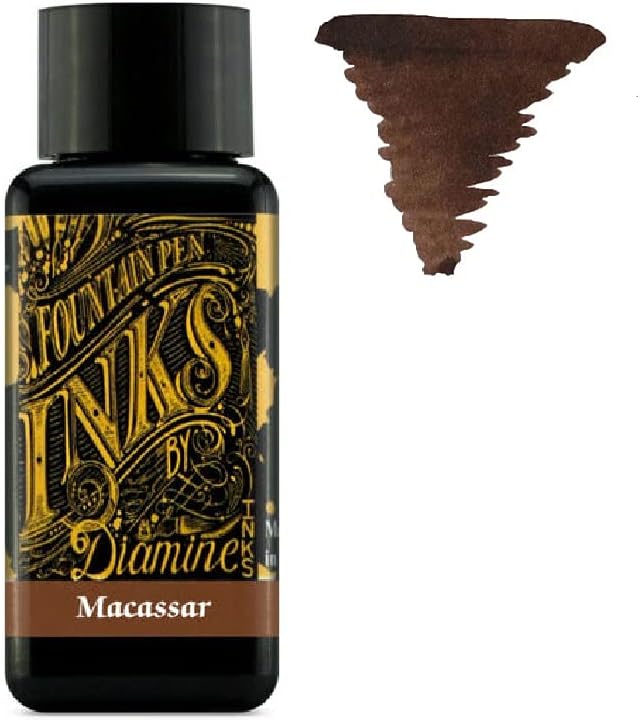 Diamine Füllfederhalter-Tinte, 30 ml, Farbrad, 6 x Flaschen, Herbsteiche, Syrah, Macassar, Earl Grey