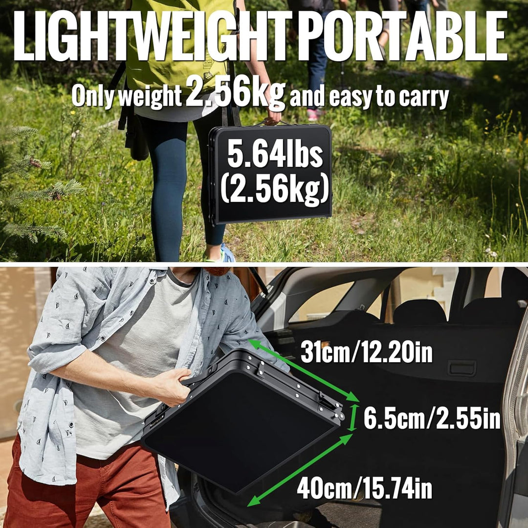 GARLLEN Klappbarer Campingtisch, 60x40cm mit 3 Höhenverstellbar(27/51/75cm), Stabiler Tragbar Klappt