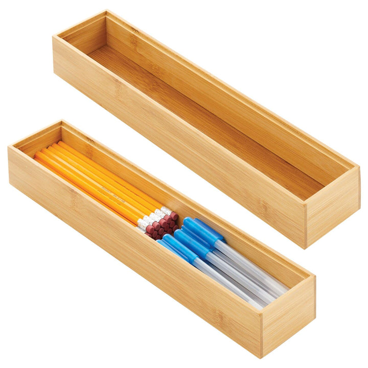 mDesign schmaler Schubladeneinsatz aus Holz – stapelbarer Schubladenorganizer für Bastel- und Bürobe
