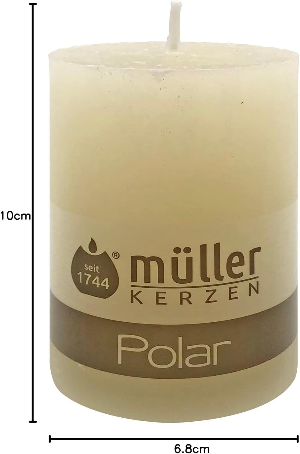 Müller Kerzen POLAR Stumpenkerzen mit Raureif-Effekt - Set mit 4 Rustikale Kerzen - Elfenbein - 68 x