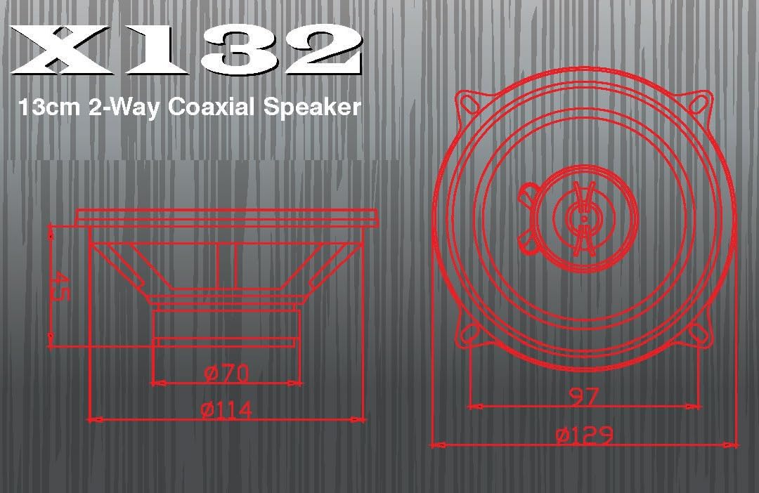 Excalibur X132-5.25'' (13cm) 2-Wege Koaxial 300W Auto-Lautsprecher