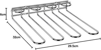 APS 93398 Gläserschiene, 29,5 x 32 x 6 cm, hochwertiger Gläserhalter aus verchromtem Metall, Weingla