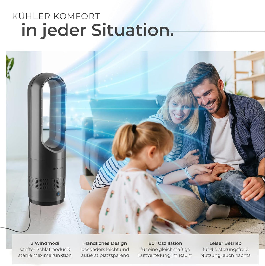 tectake® rotorloser Ventilator mit Fernbedienung, Turmventilator, cooling ace Lüfter, Luftkühler, mo