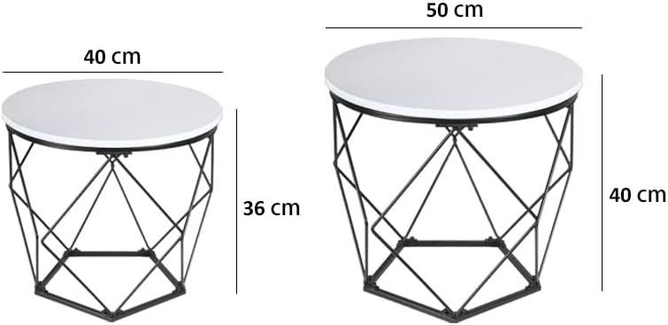 Ribelli 2er Set Beistelltisch, Wohnzimmertisch mit Korbfunktion, Couchtisch Rund, Korbtisch mit Abne