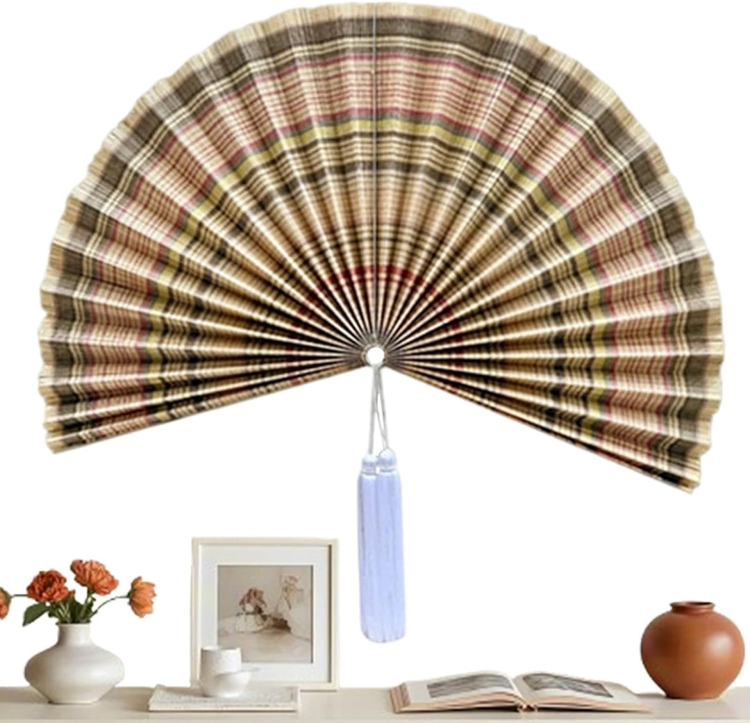 Generisch Decorative Wall Fan - Large Bamboo Fan Wall Art | Hangable Folding 100cm Ornament with Tas
