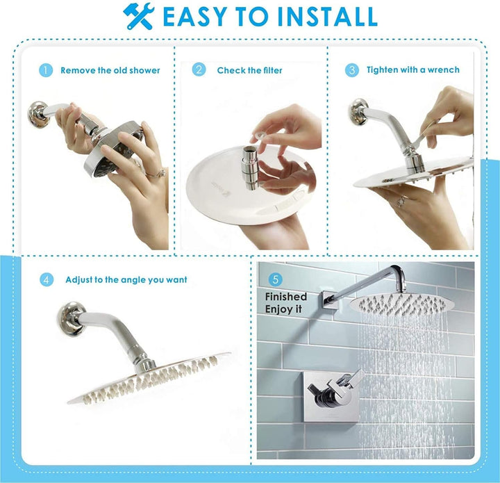 40.5cm Runden Regenbrause - Voolan Kreisförmiger Gross Hochdruck Duschkopf aus Edelstahl 304 - komfo