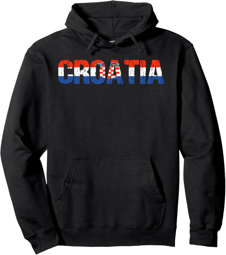 Croatia Flag Kroatien Hrvatska Soccer Distressed Croatian Pullover Hoodie