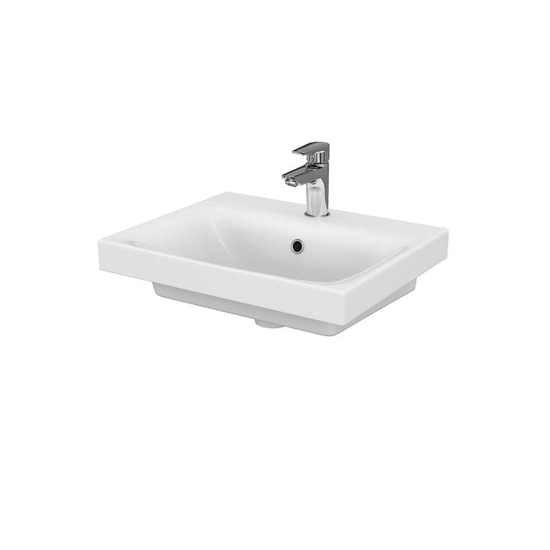 VBChome Kollektion Moduo 50 cm x 40 cm Waschtisch für Unterschrank Einbau Waschbecken mit Überlauf W