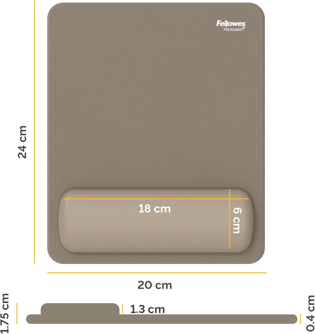 Fellowes Breyta Mauspad mit Handgelenkauflage – Sand, mit HEX Cushion Technology Silikonpolster, rut