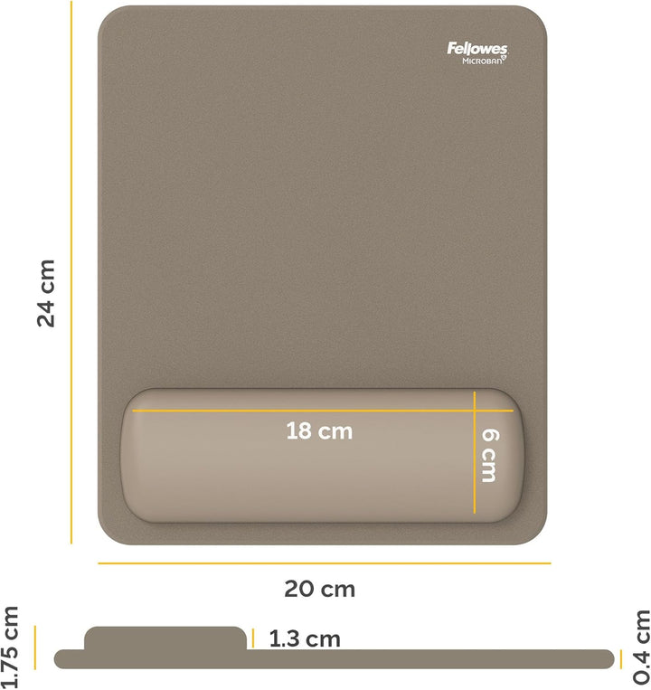 Fellowes Breyta Mauspad mit Handgelenkauflage – Sand, mit HEX Cushion Technology Silikonpolster, rut