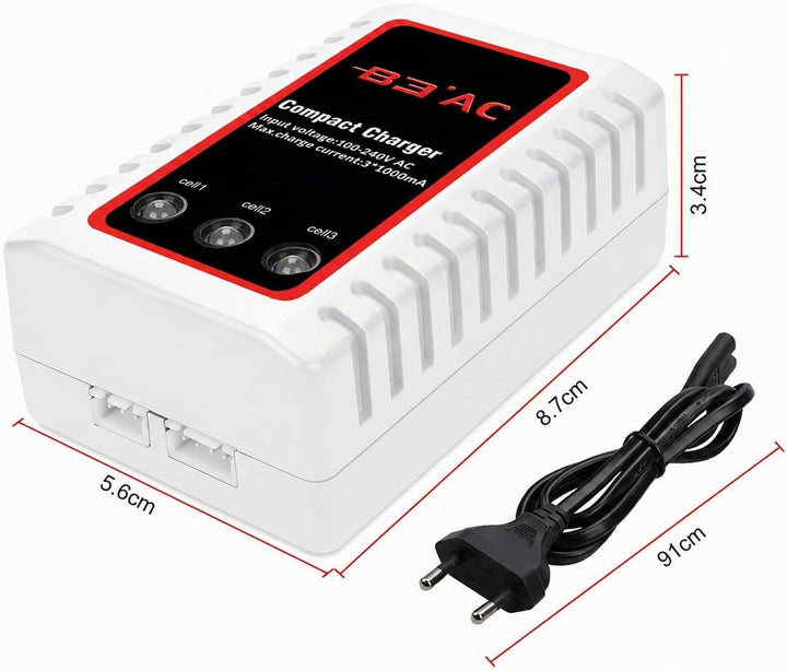 Haisito B3 Lipo Ladegerät für 2S 3S Akku (7.4V, 11.1V), Kompaktes Airsoft-Schnellladegerät (100-240V