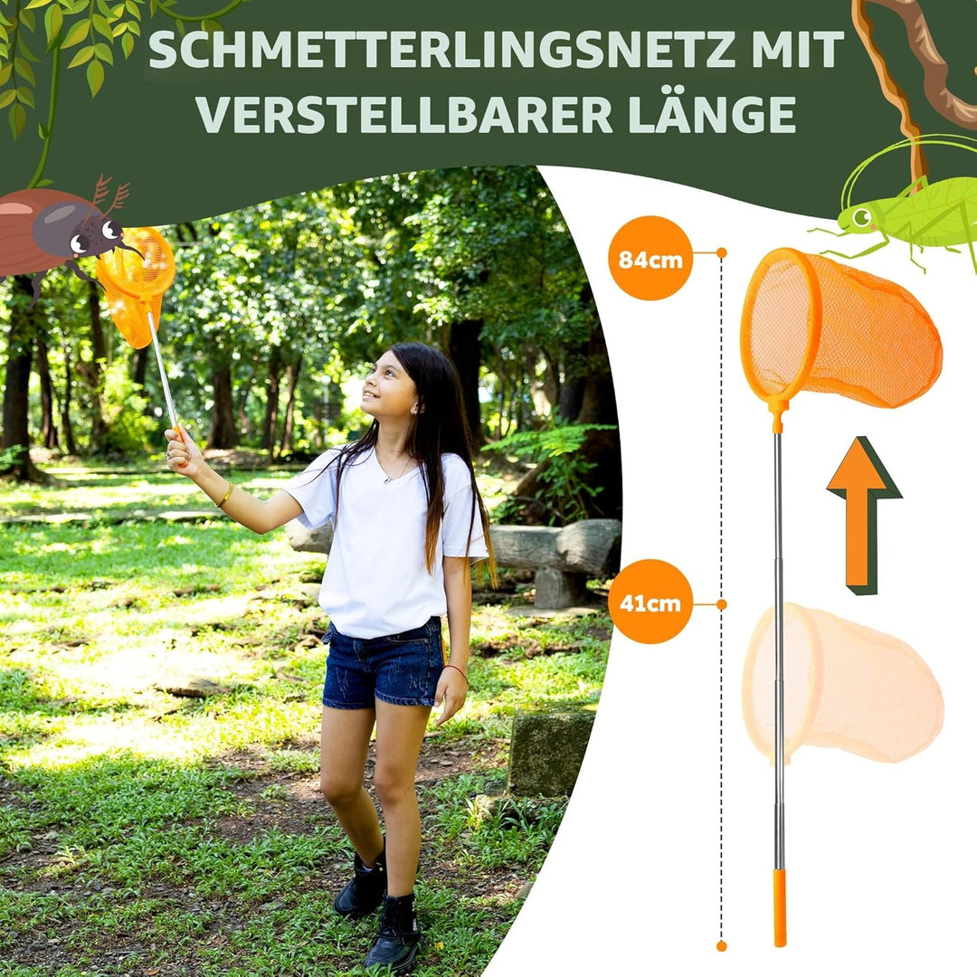 Forscherset für Kinder ab 6 - Insekten Forscherset Kinder mit Fernglas für Kinder, Becherlupe, Schme
