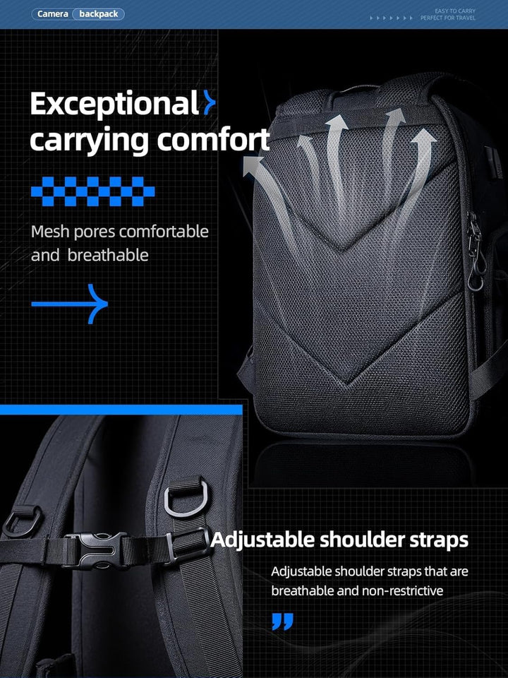 llano Kamerarucksack für DSLR/SLR/Spiegellose Kameras – Wasserabweisender Fotorucksack mit Laptopfac