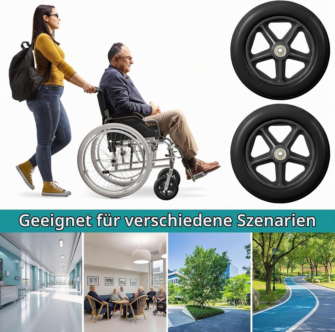 200mm Solide Ersatzräder-2 Stück Ersatzrad Rollator Vorderräder,Rutschfeste&amp;Stossdämpfung,Ersatzrad