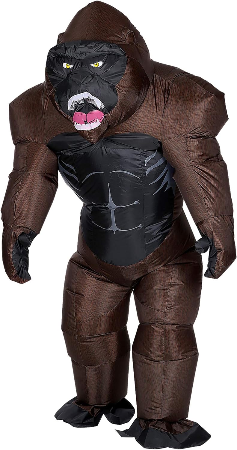 "GORILLA" (airblown inflatable oversized costume with mask) (4 x AA batteries not included) - (One S