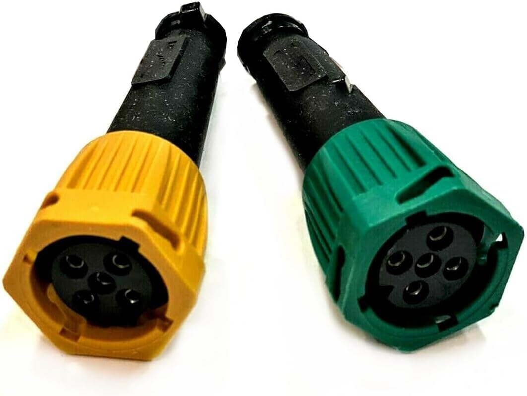 Bajonettstecker M10 5-polig 6-polig für Anhänger Rückleuchten – Gelb Links/Grün Rechts/Set mit Kabel