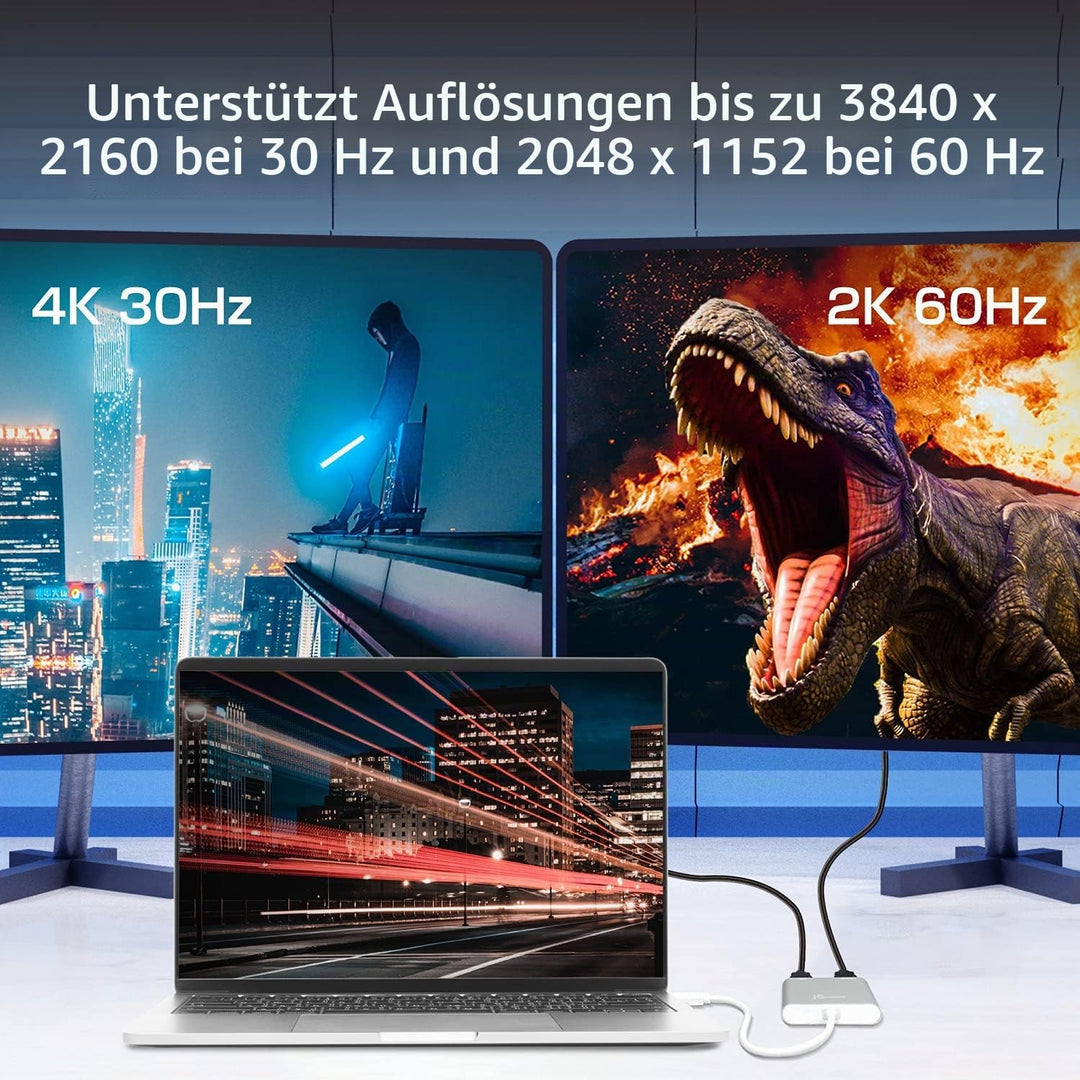 j5create USB auf HDMI Adapter - USB 3.0 auf Dual HDMI Konverter für Zwei Monitore | 4K Ultra HD | fü