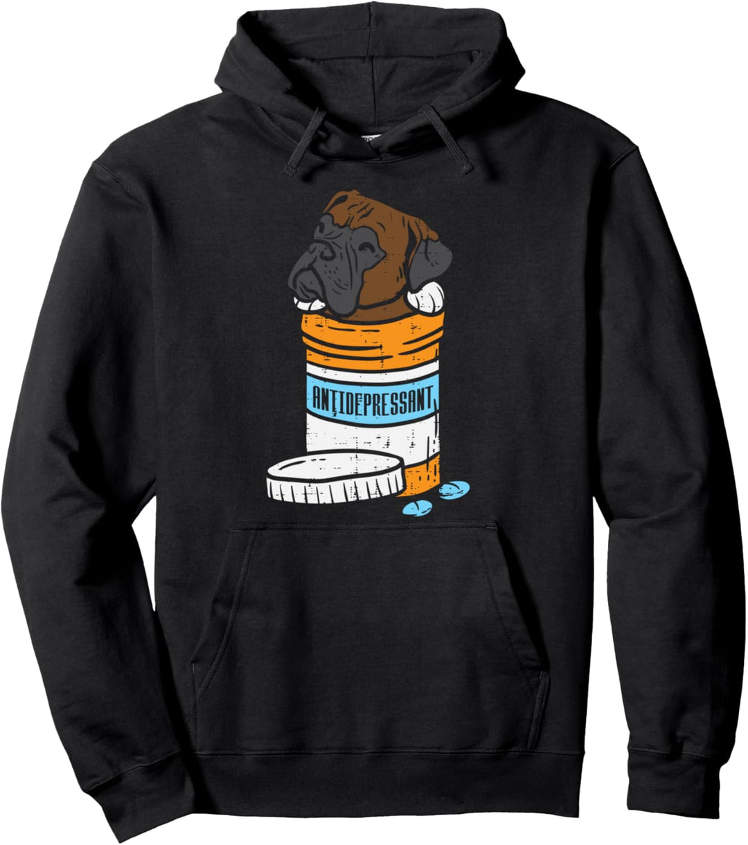 Antidepressant Boxer Funny Animal Pet Dog Lover Owner Gift Pullover Hoodie