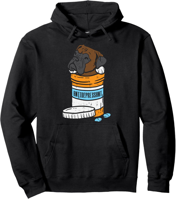 Antidepressant Boxer Funny Animal Pet Dog Lover Owner Gift Pullover Hoodie