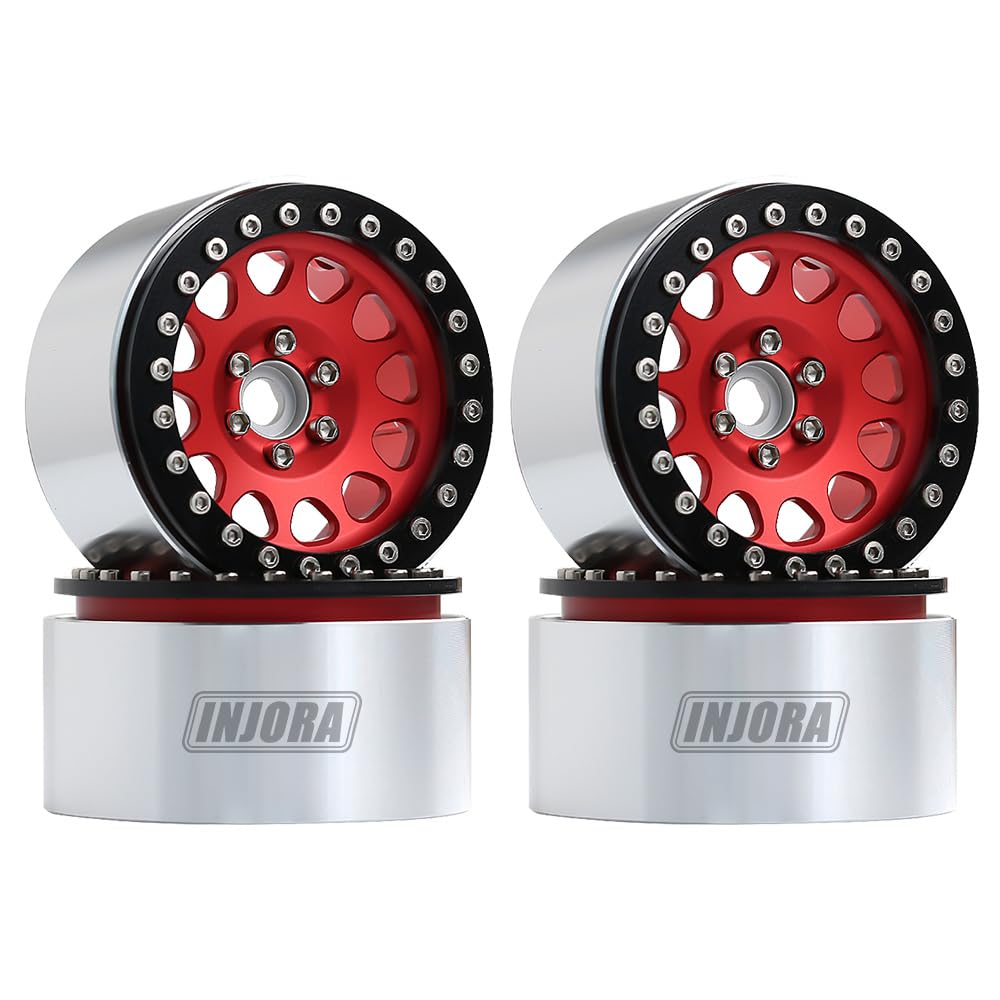 INJORA 4 Stücke 2,2 Beadlock Felgen Metall Räder Felge Set für 1:10 RC Rock Crawler Axial SCX10 RR10