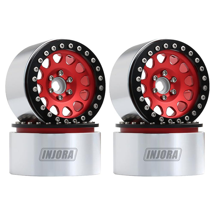 INJORA 4 Stücke 2,2 Beadlock Felgen Metall Räder Felge Set für 1:10 RC Rock Crawler Axial SCX10 RR10