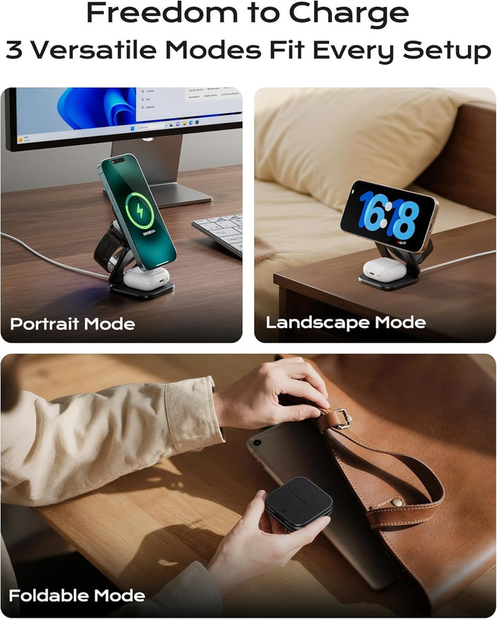 KU XIU X40 Turbo Qi2.2 25W 3-in-1 Ladestation für iPhone 17/16/15/14/13/12, 5W für Apple Watch und A