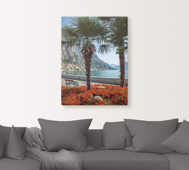 ARTland Leinwandbilder Wandbild Bild auf Leinwand 45 x 60 cm Wanddeko Natur Pflanzen Palme Pier Prom