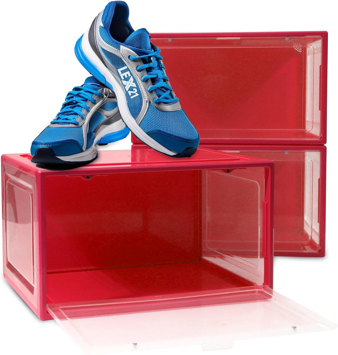 BITUXX LEX21 Schuhbox Stapelbar Aufbewahrungsbox Kunststoffbox Schuhkasten Schuhkarton Schuhorganize