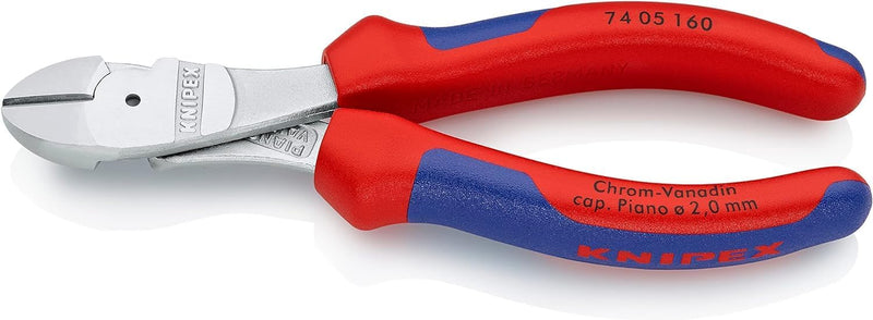 Knipex Kraft-Seitenschneider verchromt, mit Mehrkomponenten-Hüllen 160 mm 74 05 160 verchromt 160 mm