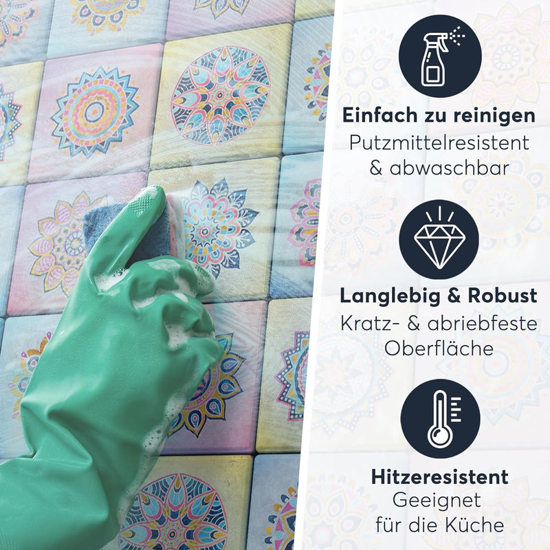 Traditionelle Fliesen-Aufkleber I Fliesenfolie - Sticker Klebefolie für Küche u. Badfliesen I selbst