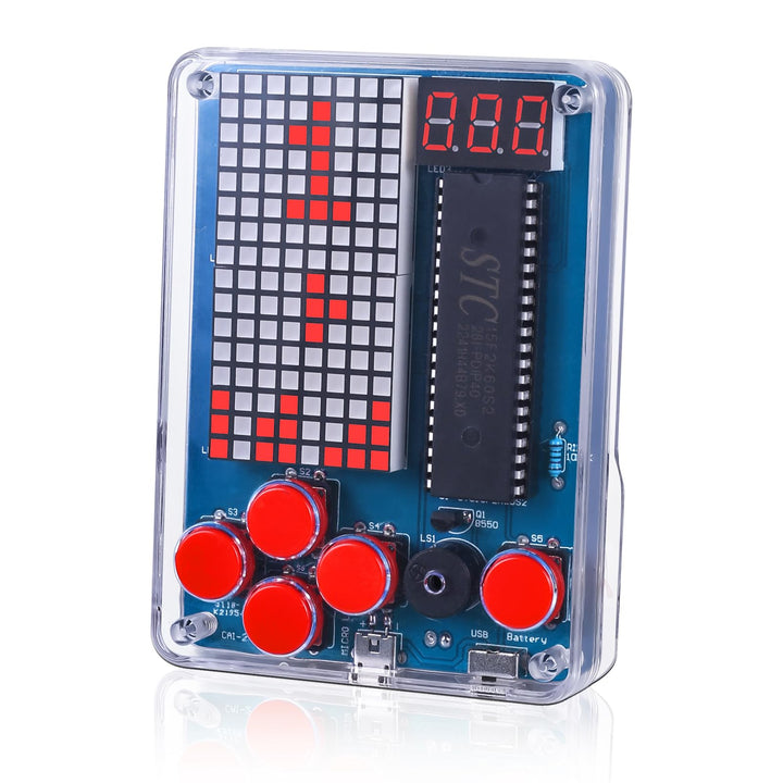 PEMENOL DIY Spielekonsole Löten Bausatz Retro 4 Klassische Spiele Handheld Game Console Elektronik L