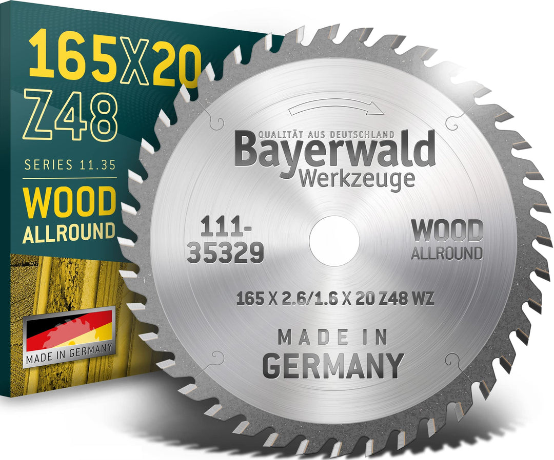 Bayerwald - HM Handkreissägeblatt für Holz - Ø 165 mm x 2,6 mm x 20 mm | Wechselzahn (48 Zähne/sehr