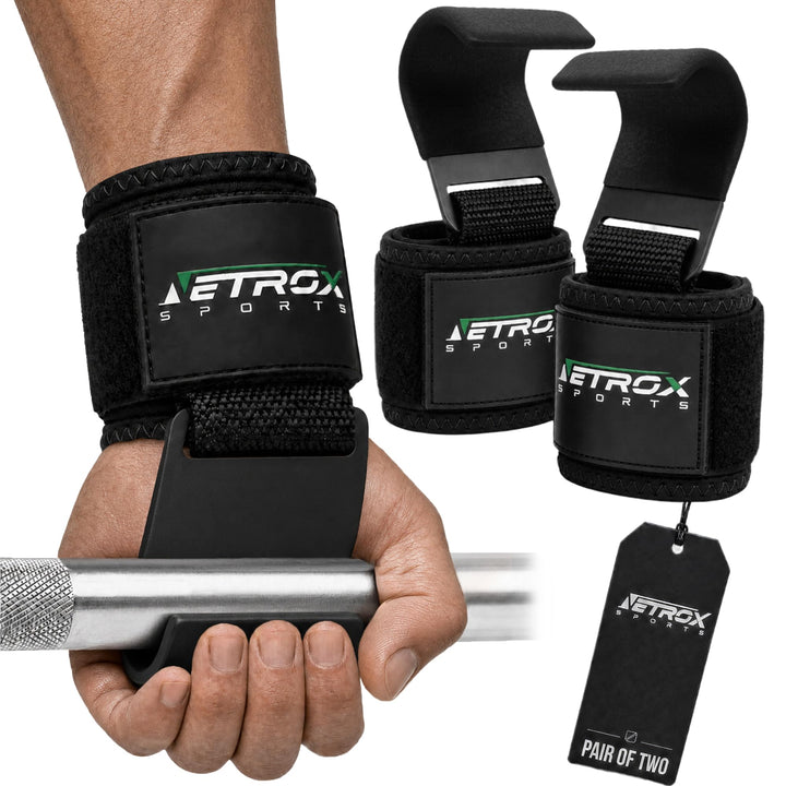 Netrox - Zughaken Zughilfen für Krafttraining - Metall Haken - schwere Gewichte - für Kreuzheben, Bo