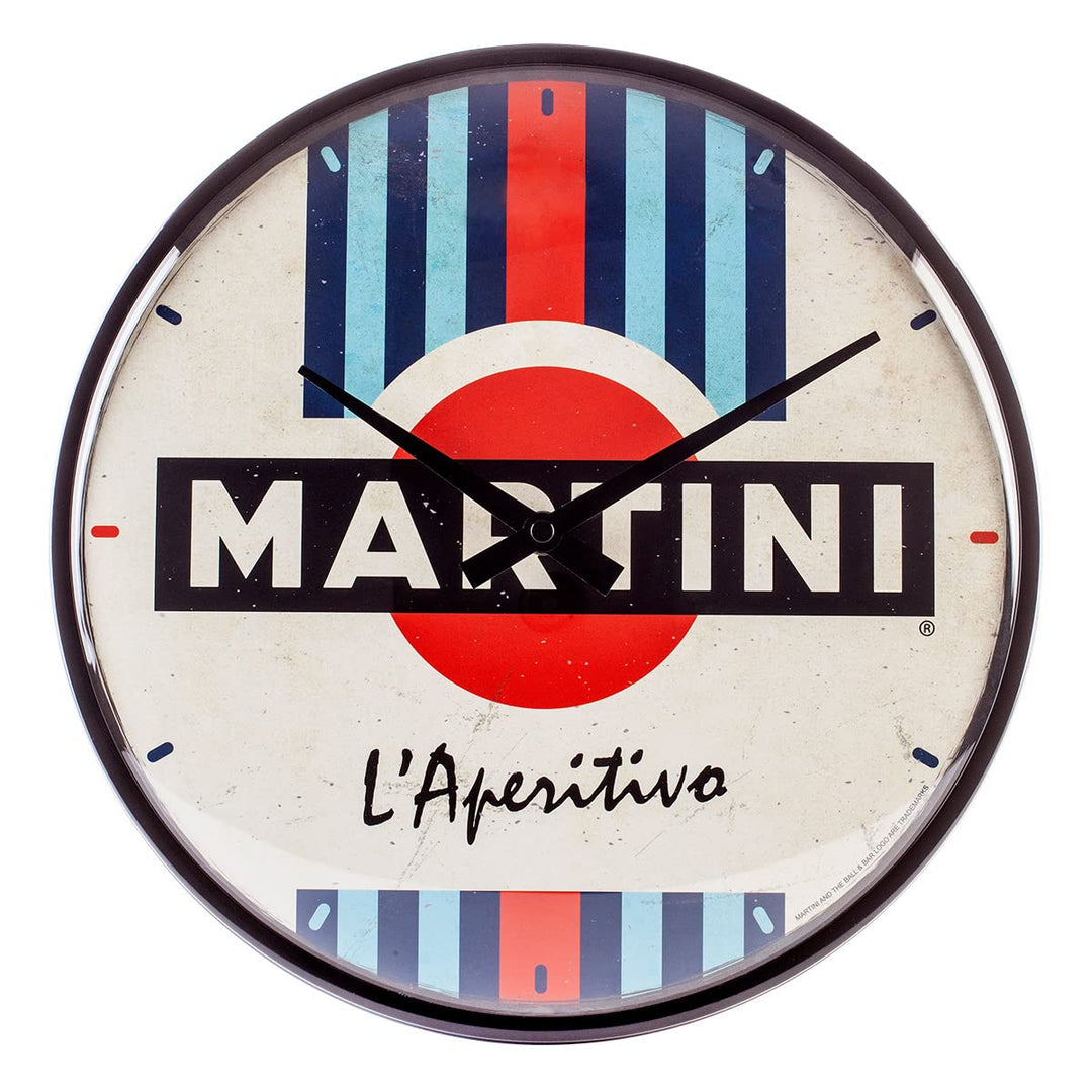 Nostalgic-Art 51205 Retro Wanduhr, Martini – L'Aperitivo – Geschenk-Idee für Cocktail-Fans, Grosse K
