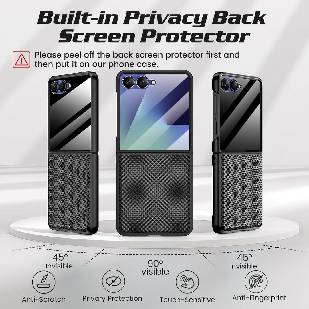 Doeshine für Samsung Galaxy Z Flip 7 Hülle [Not für Flip 7 FE] mit Scharnierschutz & Privacy Screen