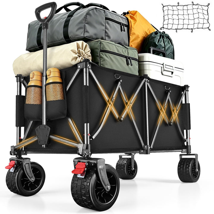 YEAUPE PRO Bollerwagen Faltbar, 260L 250KG Handwagen mit Bremsen Belastbar, Extra Breite 17x10 cm Re