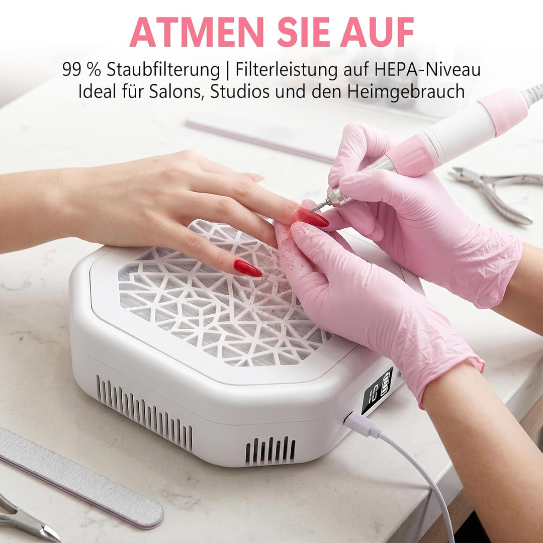 4200 U/min Nagelstaubsauger – geräuscharm, HEPA-Filter. Tragbarer Nagelstaubsauger für Nagelstudio &amp;