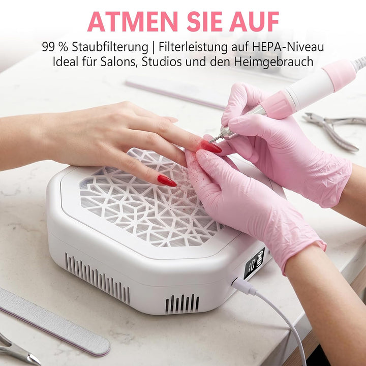 4200 U/min Nagelstaubsauger – geräuscharm, HEPA-Filter. Tragbarer Nagelstaubsauger für Nagelstudio &amp;