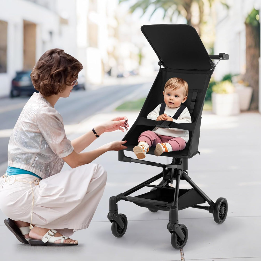 COSTWAY Kinderwagen klappbar für Flugzeug, Reisebuggy kompakt mit verstellbarer & abnehmbarem Verdec