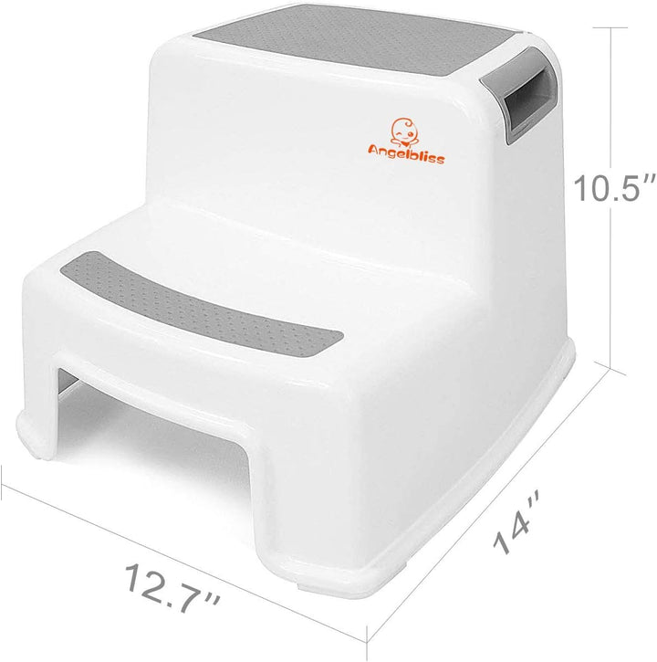 Angelbliss (Grau 2er Pack) Tritthocker für Kinder, Anti-rutsch Trittschemel-2-Stufig, Zweistufiger T