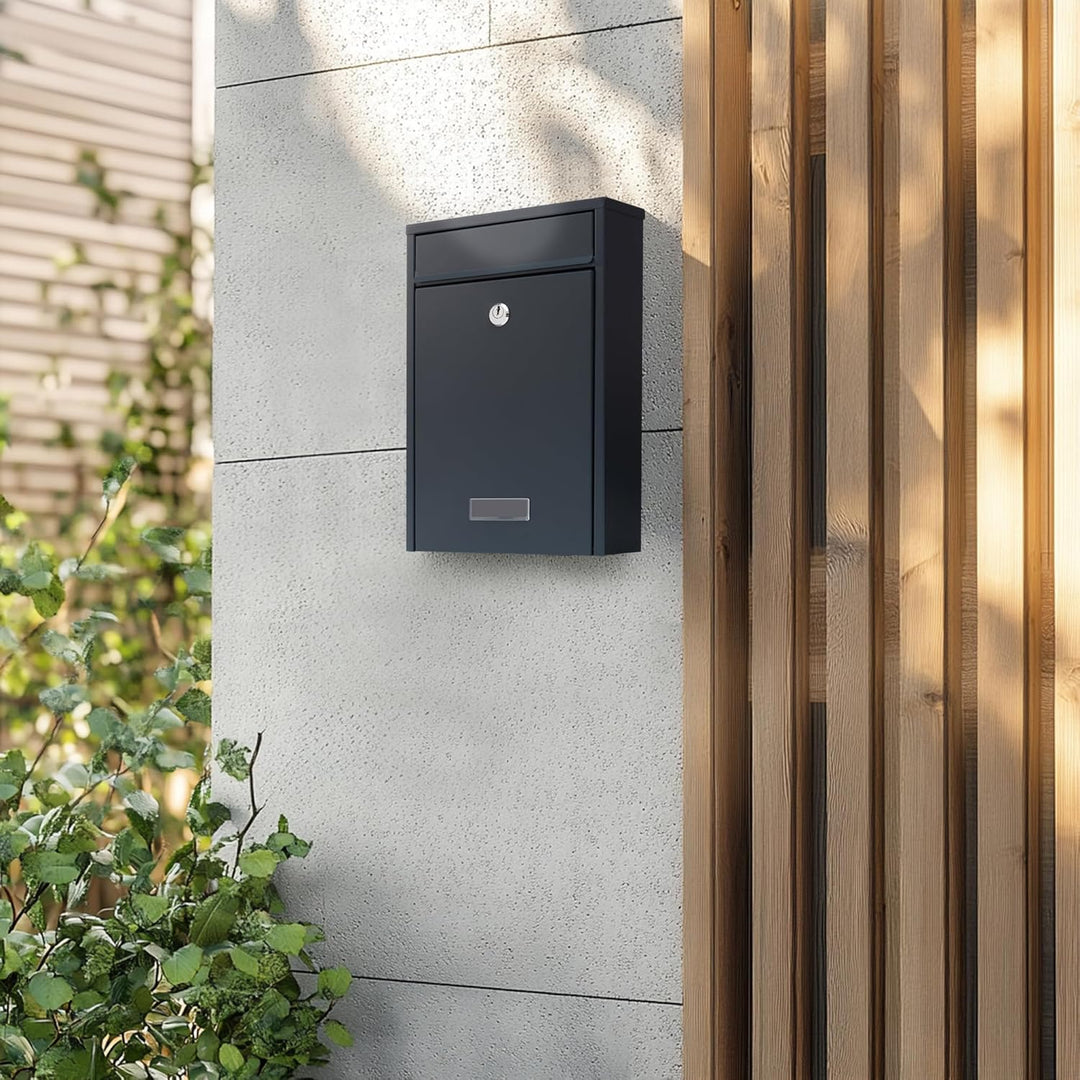 Zedelmaier XL personalisiert Briefkasten mit Edelstahl Namensschild Weiss Wandbriefkasten Postkasten