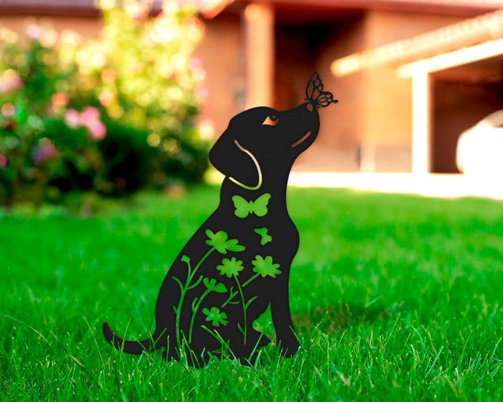 Gartenstecker (35x50 cm) - Metall Hund - Rostfiguren für den Garten - Rostige Tiere - Dekorative Tie