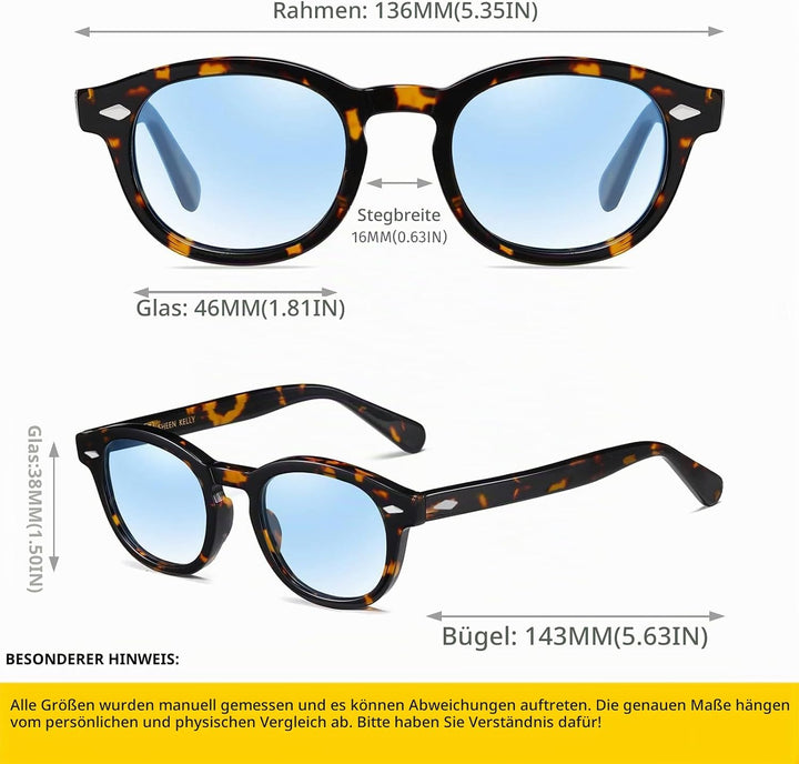 SHEEN KELLY Retro Hochauflösend ovale Sonnenbrille für Männer Frauen Piratenkapitän Johnny Depp Stil